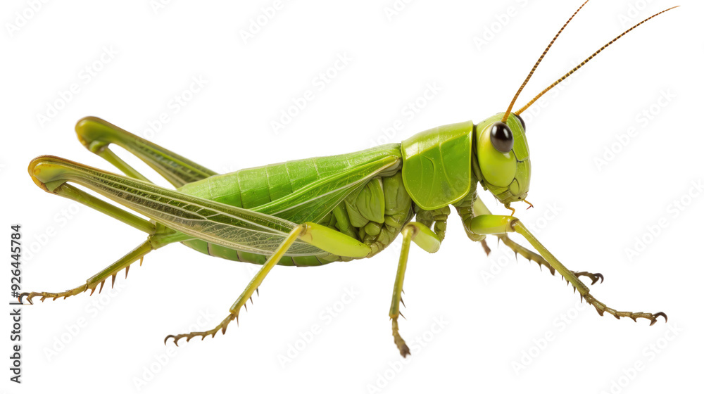 One grasshopper on a white background. Telephoto lens photography Realistic daylight One grasshopper on a white background. Telephoto lens photography Realistic daylight