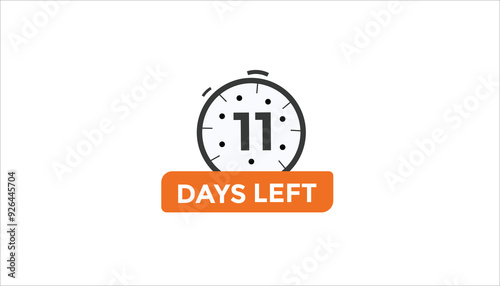 11 days left Countdown number banner templates. time icon. Vector Illustration 
