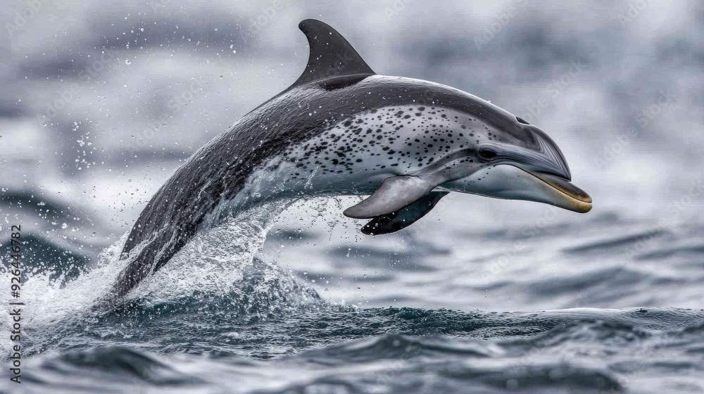 Obraz premium The Atlantic spotted dolphin loves to play in the warm waters of the Atlantic Ocean. --ar 16:9 --v 6.1 Job ID: 3a485a5a-6456-4b39-9c49-922f1ae9221f