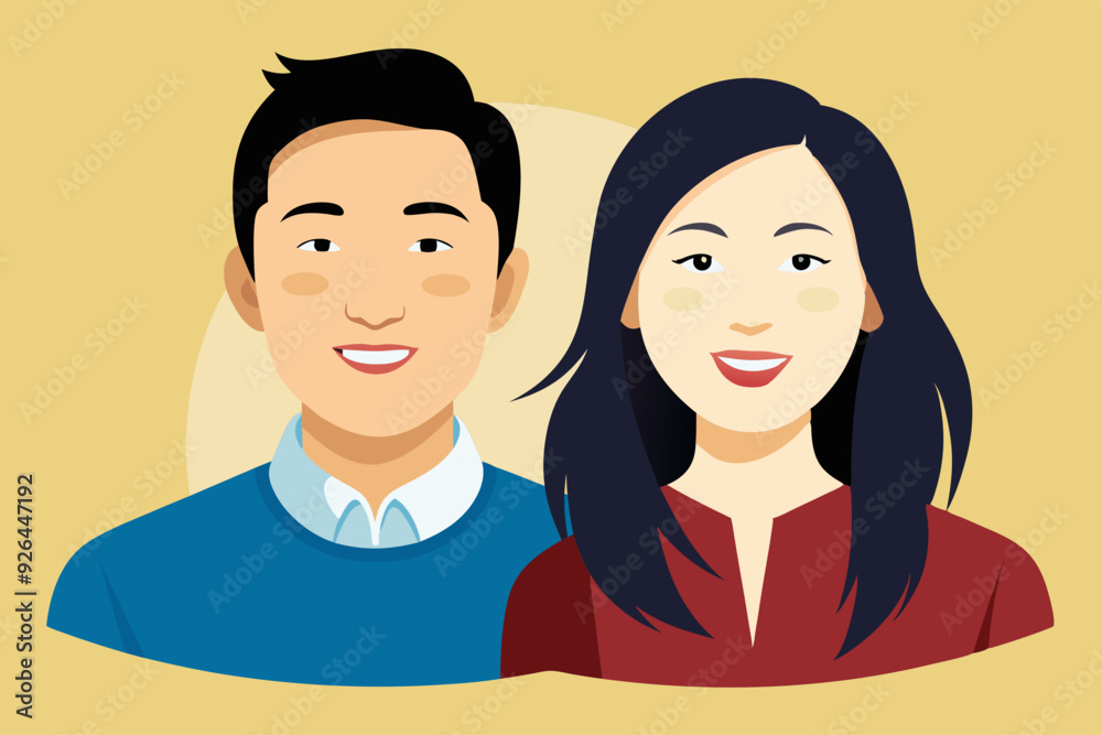 Asian couple over isolated background. Happy man and woman together. Vector illustration
Asian couple over isolated background. Happy man and woman together. Vector illustration