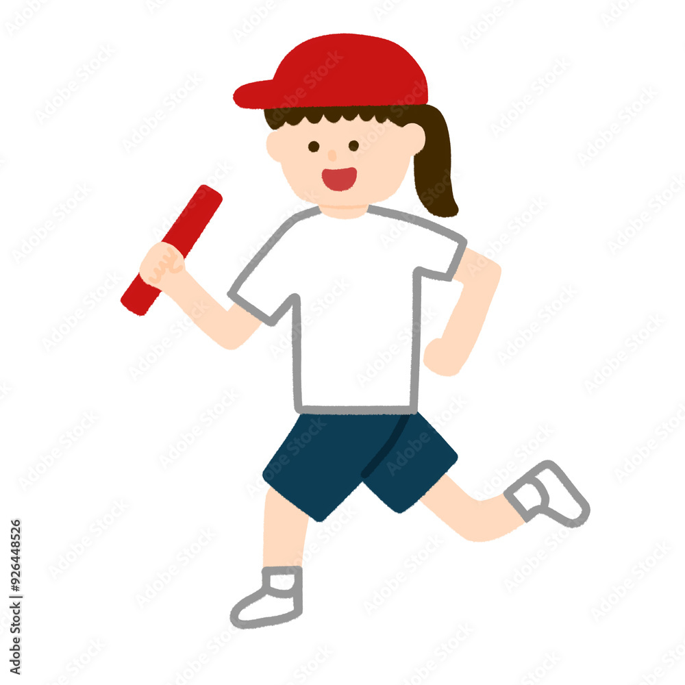 リレーで走る女の子 リレーで走る女の子