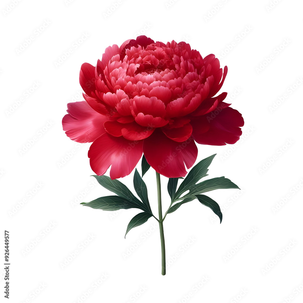 Red peony flower on a transparent background. Red peony flower on a transparent background.