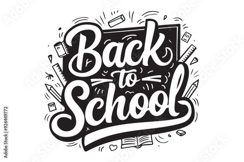 Back to school typography silhouette vector illustration - Generative AI