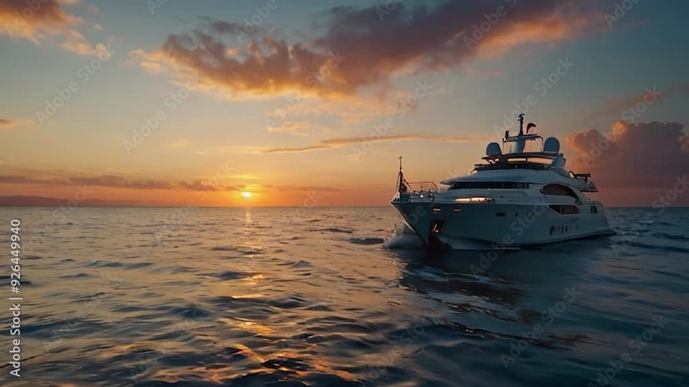 Yacht Sailing into the Sunset with Dramatic Clouds Yacht Sailing into the Sunset with Dramatic Clouds