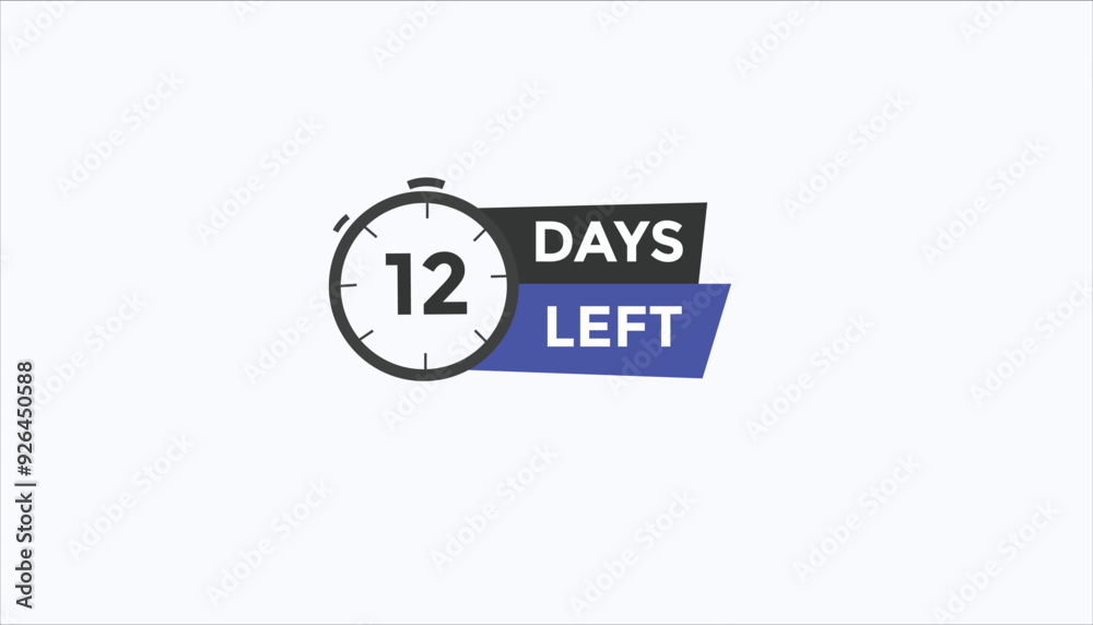 12 days left Countdown number banner templates. time icon. Vector Illustration
12 days left Countdown number banner templates. time icon. Vector Illustration