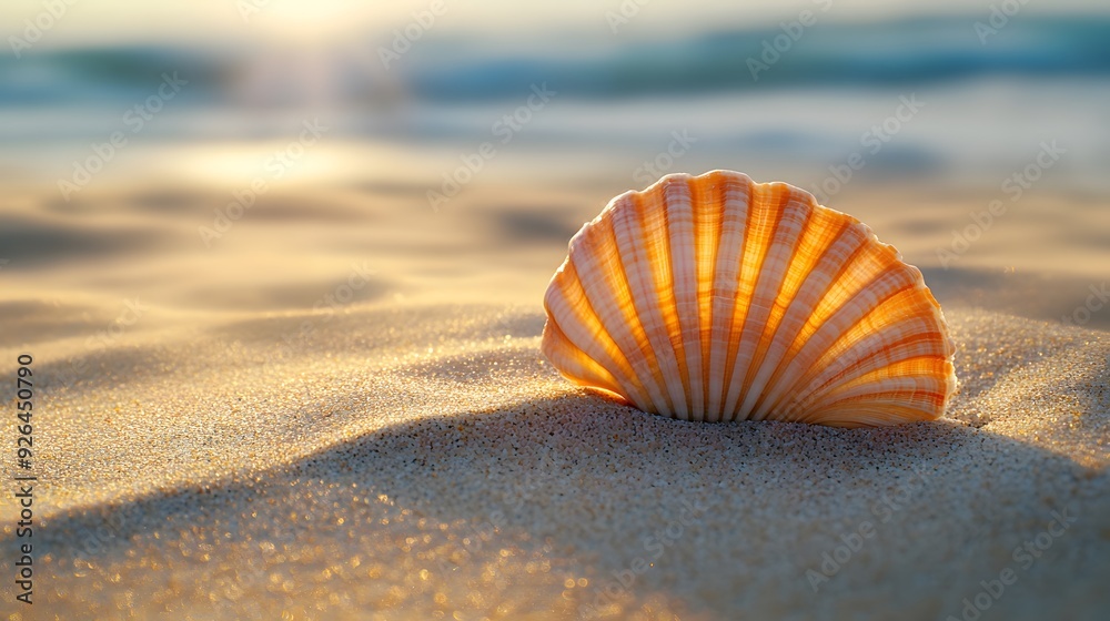 Seashell on golden sand, bright sunlight, high contrast, crisp details, rippled sand texture, vibrant colors, macro photography, beach scene, natural patterns, summer mood, clear blue sky. Seashell on golden sand, bright sunlight, high contrast, crisp details, rippled sand texture, vibrant colors, macro photography, beach scene, natural patterns, summer mood, clear blue sky.