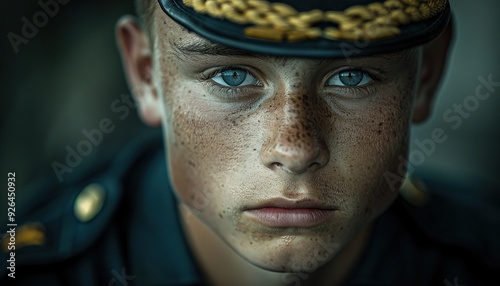 A young cadet in a naval uniform.