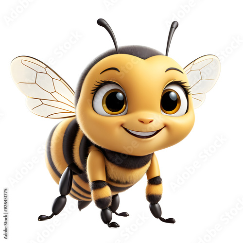 3d cartoon illustration of cute honey bee