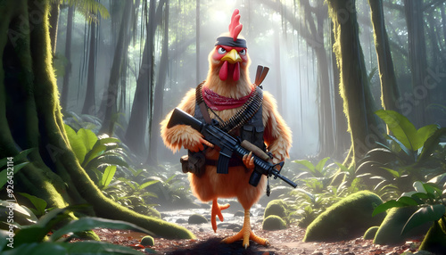 The characters of the animated soldier, the fighting cock, Rambo are super cool. photo