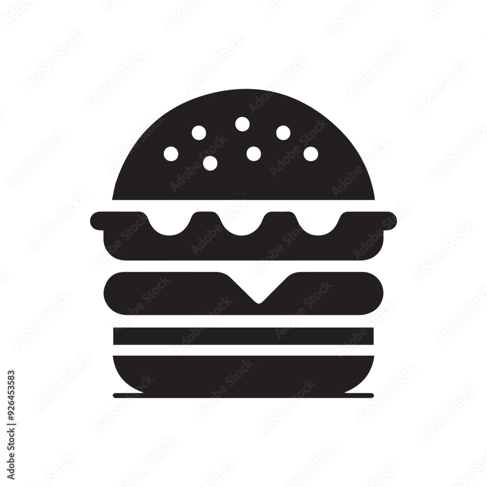 Simple black and white burger silhouette. Burger black icon. Simple black and white burger silhouette. Burger black icon.