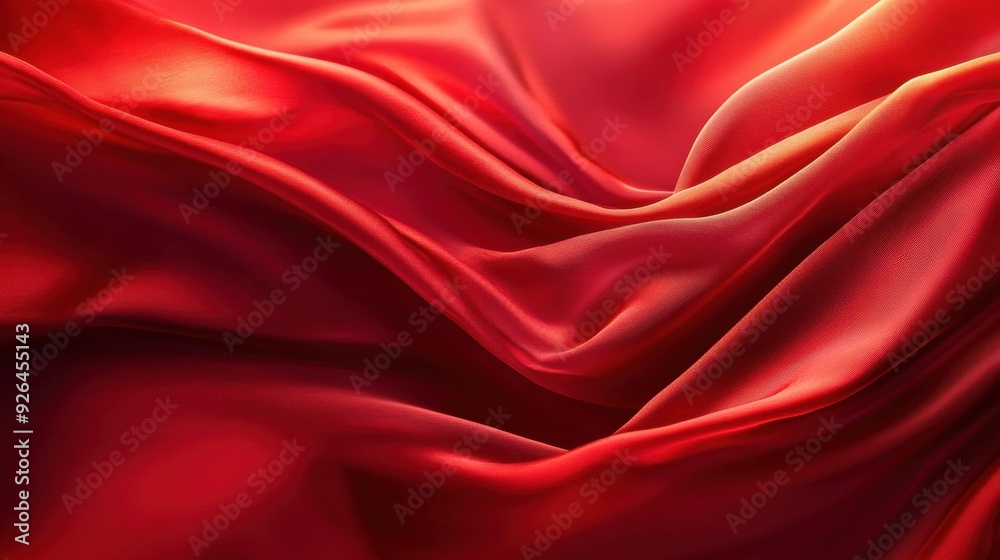 Obraz premium Red abstract background with flowing silk cloth, red gradient, simple and elegant, with a sense of luxury.
