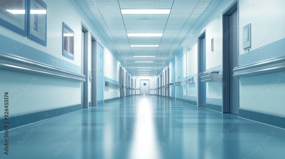Fototapeta premium View down hospital corridor
