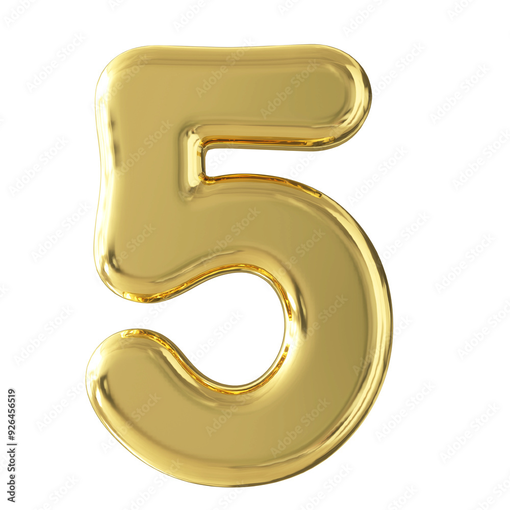 Gold 3D Number 5 Gold 3D Number 5