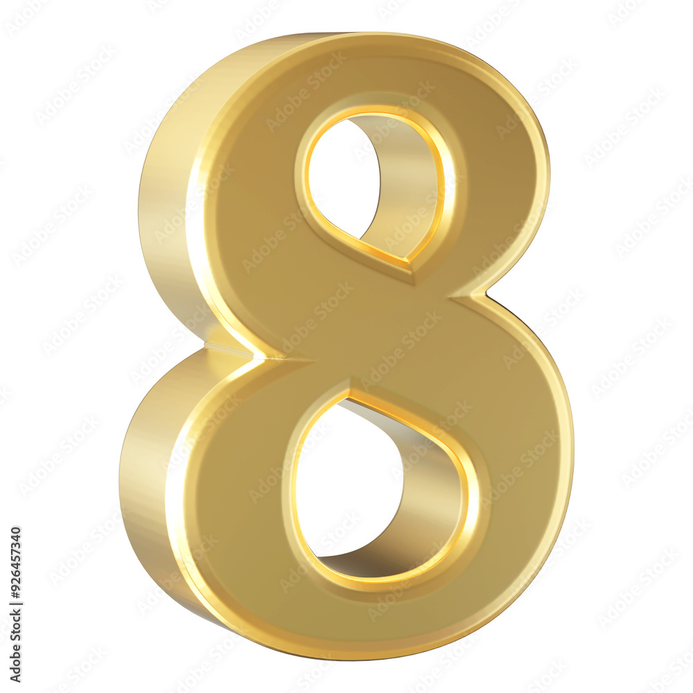 Gold 3D Number 8 Gold 3D Number 8