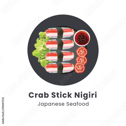 Hand drawn vector illustration of Crab Stick Nigiri