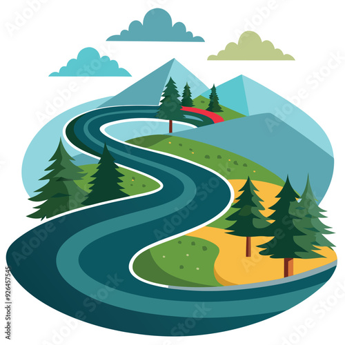 Curved Bending Road Vector Design Illustration