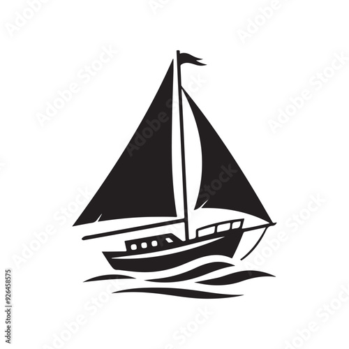 sailboat logo icon, sailboat silhouette 