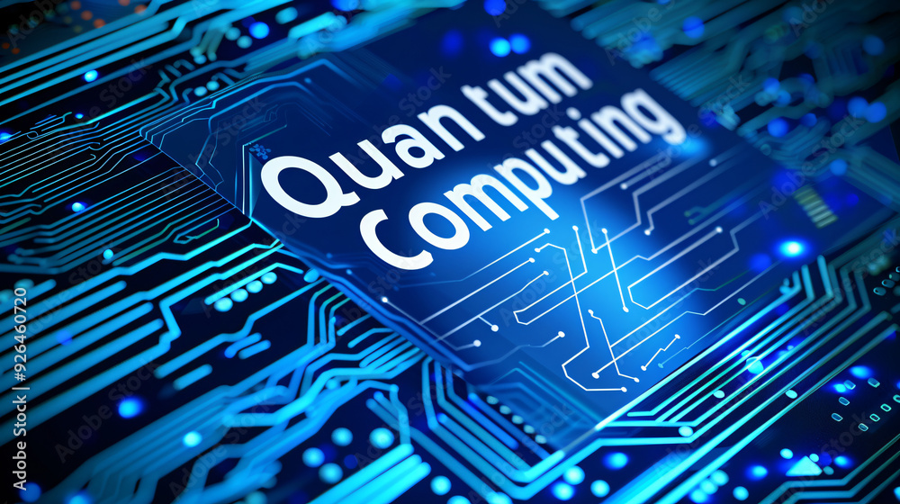 Close-up shot of a circuit board featuring a quantum computing processor chip, symbolizing advanced technology and innovation Close-up shot of a circuit board featuring a quantum computing processor chip, symbolizing advanced technology and innovation