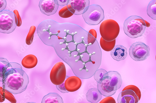 Anabolic-steroid (Drostanolone-propionate) - closeup view 3d illustration