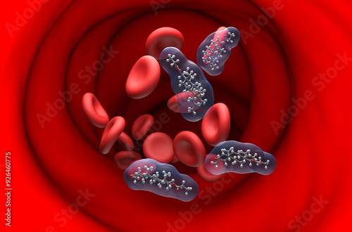 Anabolic-steroid (Drostanolone-propionate) - section view 3d illustration