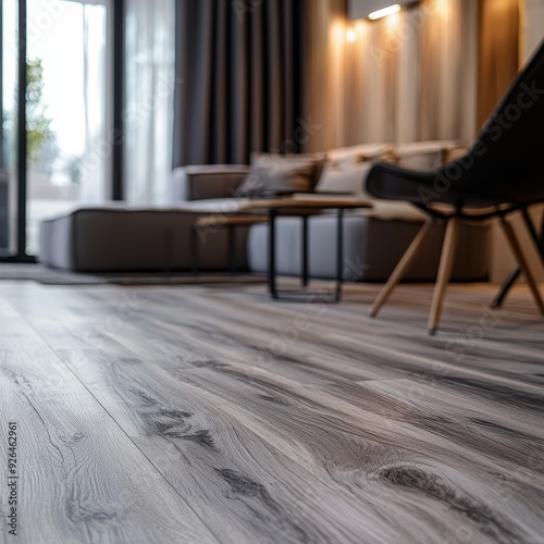Contemporary Elegance: Detailed Grey Wood-Look Vinyl Flooring for Stylish Interior Design