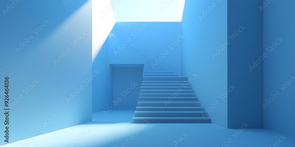 Fototapeta premium Blue Minimalist Staircase Interior Design