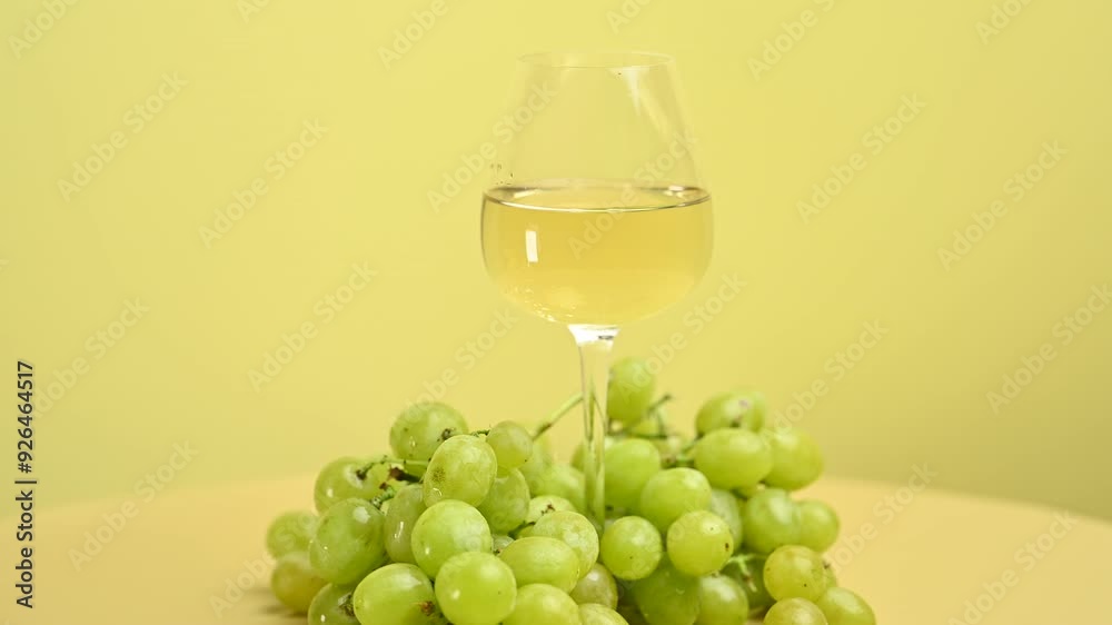 glass of white wine with grapes glass of white wine with grapes