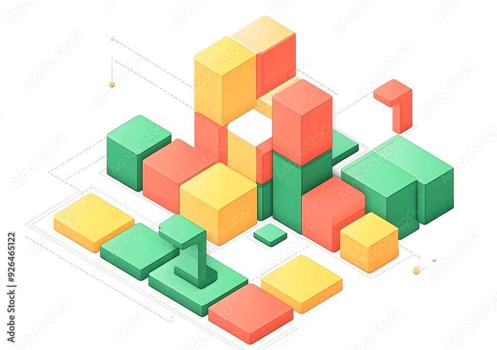 Abstract Isometric Colorful Cubes Background Abstract Isometric Colorful Cubes Background