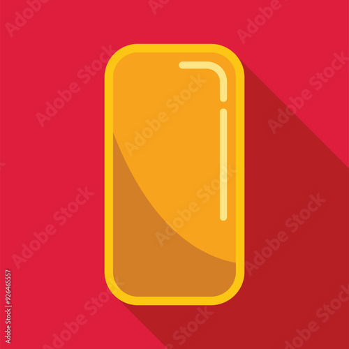 Gold ingot casting a long shadow on a red background, representing wealth, finance, and investment