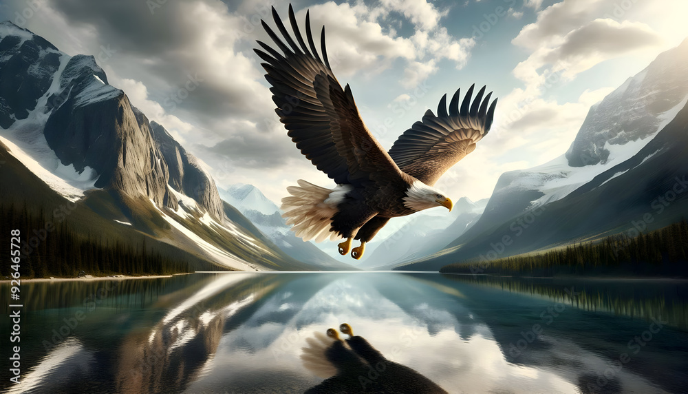 Fototapeta premium Eagle fly Over the lake