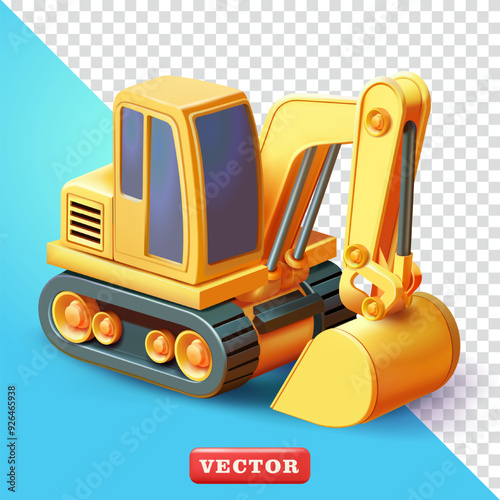 Excavator, 3d vector. Suitable for construction, industrial and design elements photo