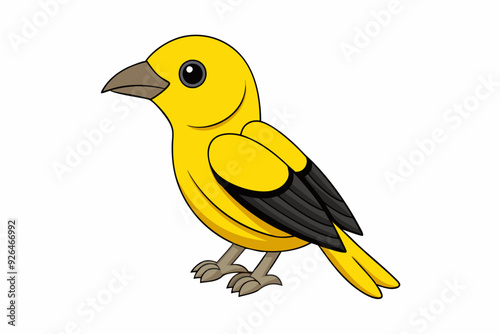 Eurasian Golden Oriole Illustration, Vector Graphic, Colorful Bird Art, Nature Clipart, Wildlife Design