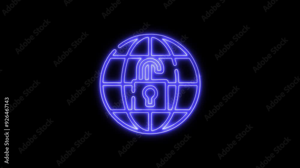 Global Access Icon - 4K Animated Design with Linear Symbol on Black Background Global Access Icon - 4K Animated Design with Linear Symbol on Black Background