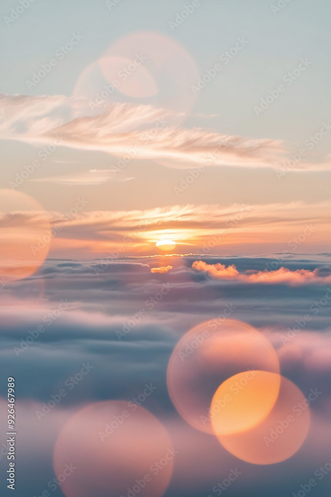 A vibrant, ethereal bokeh photograph capturing a serene early morning sky with soft, wispy clouds gradually giving way to a spectacular bright sunrise with warm golden light. A vibrant, ethereal bokeh photograph capturing a serene early morning sky with soft, wispy clouds gradually giving way to a spectacular bright sunrise with warm golden light.