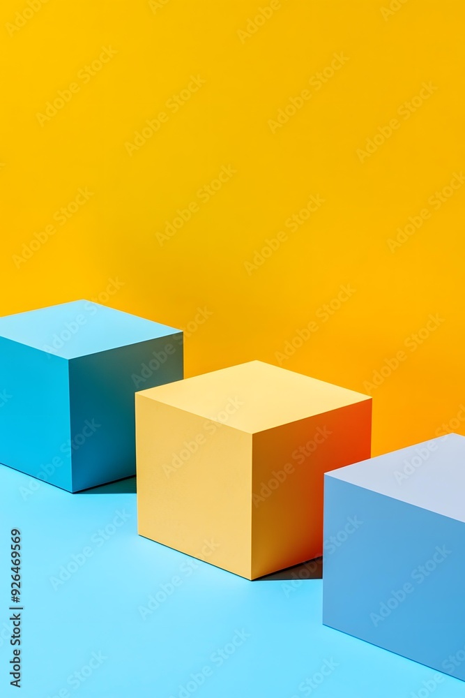 Blue and Yellow Geometric Shapes on Blue and Yellow Background Blue and Yellow Geometric Shapes on Blue and Yellow Background