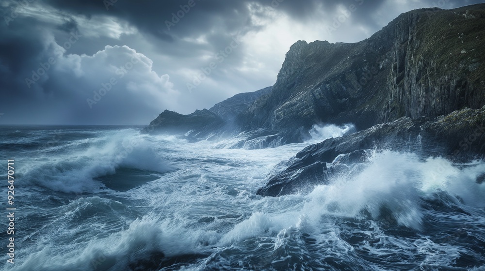 dramatic seascape with waves crashing dramatic seascape with waves crashing