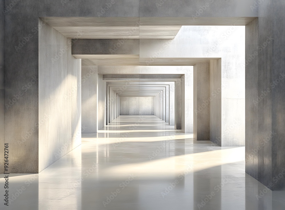 Abstract Concrete Corridor with Light Rays Abstract Concrete Corridor with Light Rays