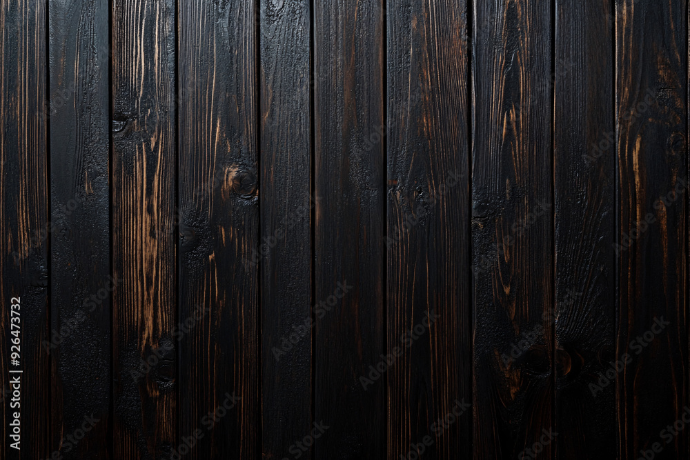 A black wooden background with a dark brown wood grain A black wooden background with a dark brown wood grain