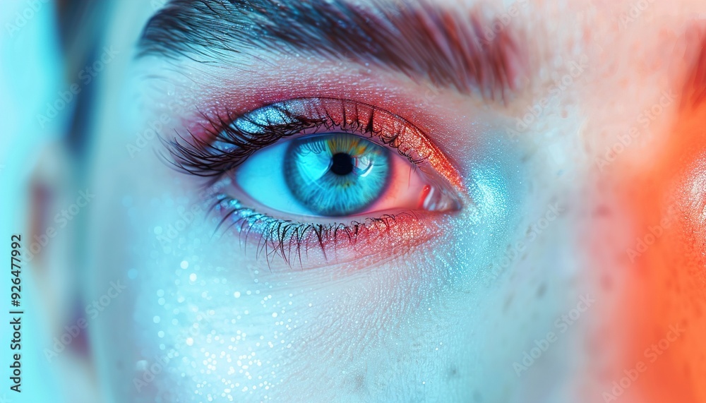 close up of eye with colorful makeup close up of eye with colorful makeup