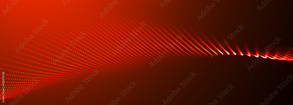 Fototapeta premium Abstract digital particle wave. Technology background. Futuristic dot wave. Network connection structure. Presentation design background. Technology or science banner. 3d rendering.