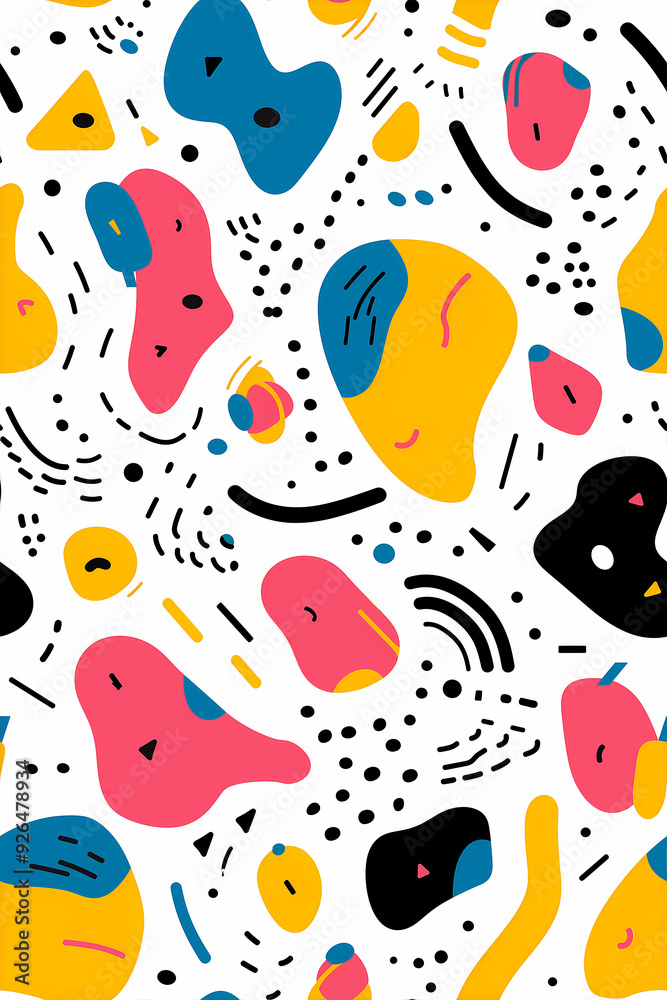 Seamless pattern of playful abstract shapes in bright colors Seamless pattern of playful abstract shapes in bright colors