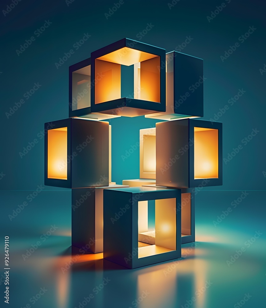 Abstract 3D Design of Cubes With Lights Abstract 3D Design of Cubes With Lights
