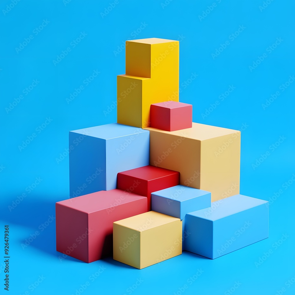 Fototapeta premium Abstract Colorful Geometric Shapes 3D Rendering