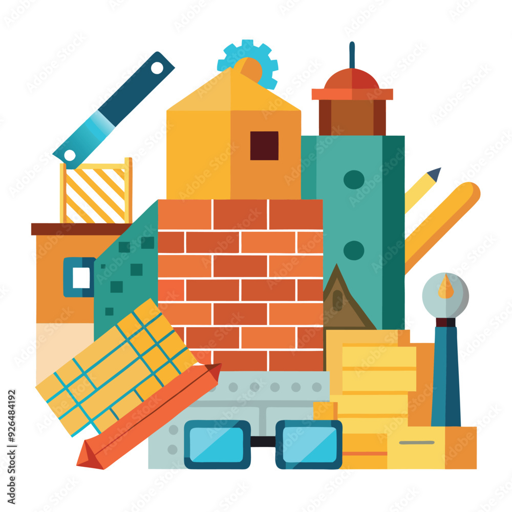 Fototapeta premium Versatile Building Materials Vector Design Illustration