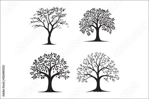 Premium Black Tree Vector Silhouette for Designers
 photo