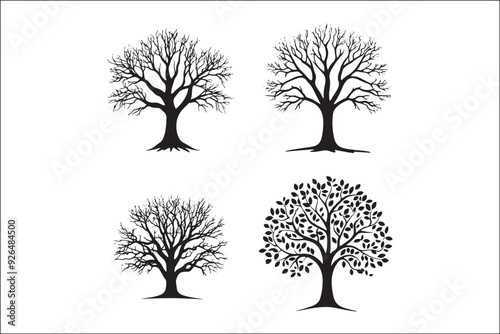 Premium Black Tree Vector Silhouette for Designers
 photo