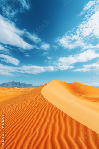 Desert landscape with sand dunes and a clear blue sky