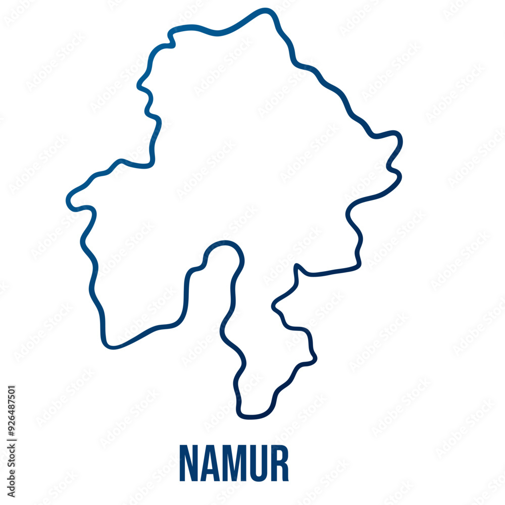 Namur, Belgian province simplified map. Abstract smooth blue gradient linear vector Namur, Belgian province simplified map. Abstract smooth blue gradient linear vector