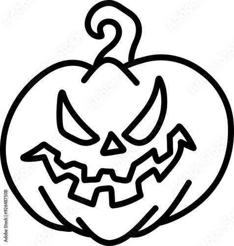 Hand Drawn Doodle Jack-O'-Lantern Outline