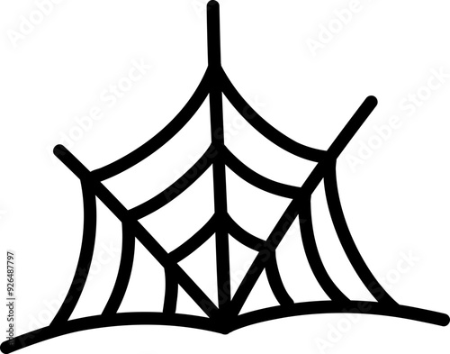 Hand Drawn Doodle Spider Web Outline